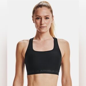 Women's UnderArmour Mid Crossback Sports Bra -Black with Gray XS